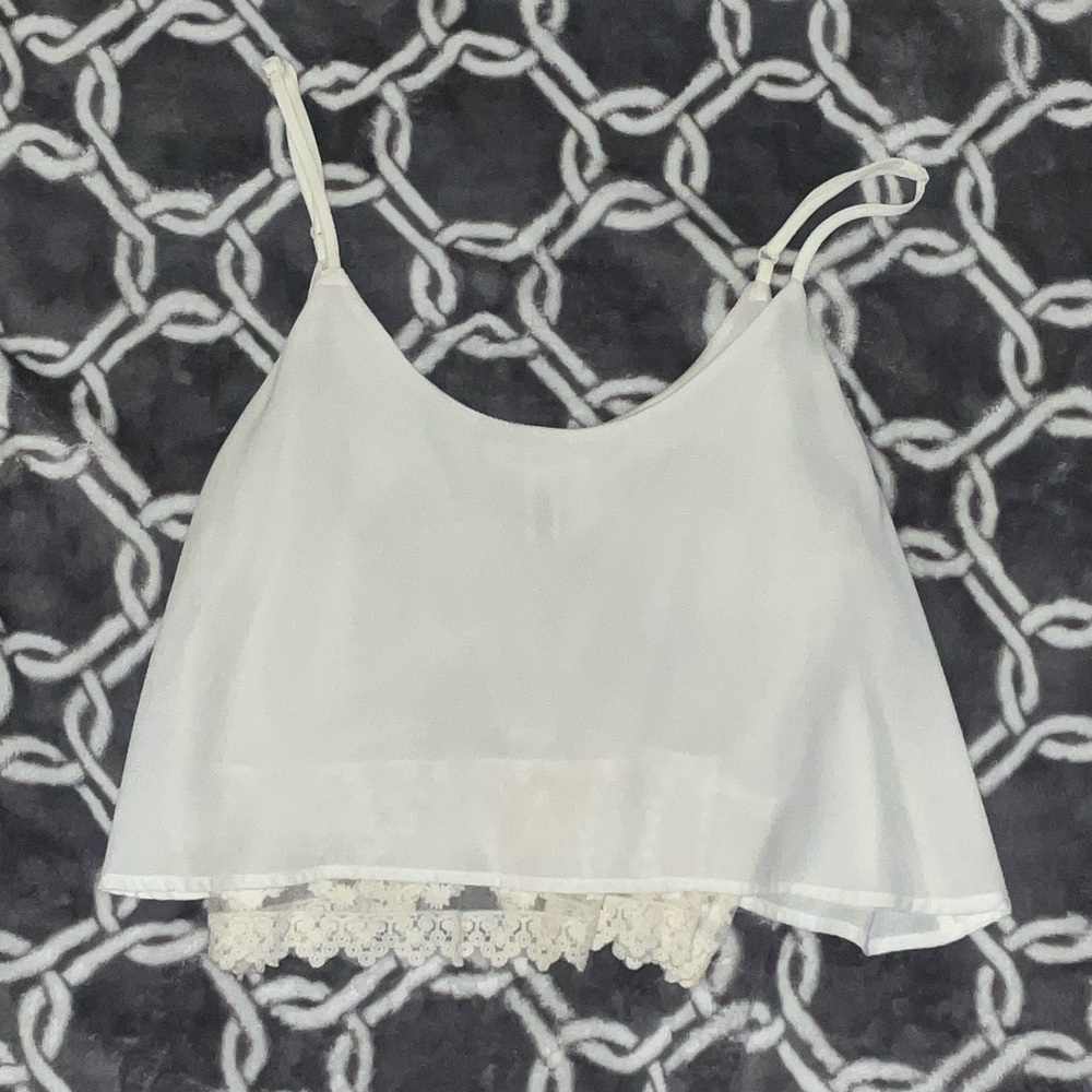 White spaghetti strap crop top